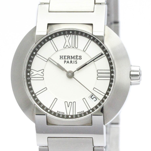 Polished HERMES Nomade Steel Leather Auto Quartz Ladies Watch NO1.210 BF560785